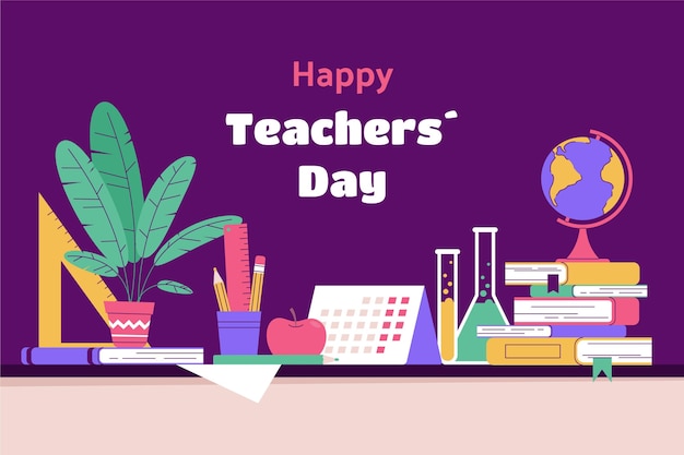 Free vector hand drawn flat teachers' day background