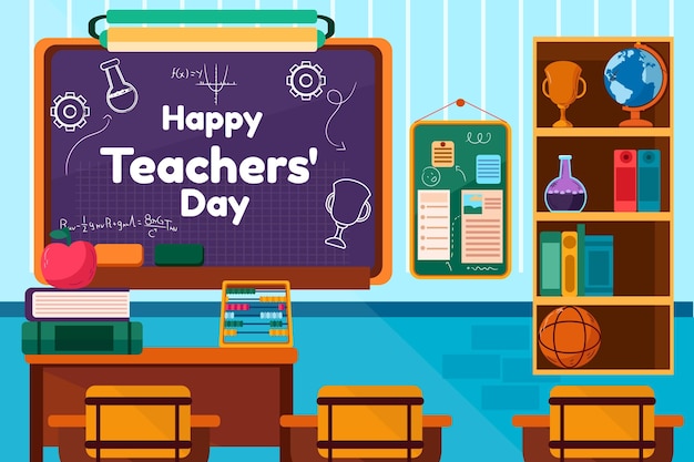 Free vector hand drawn flat teachers' day background
