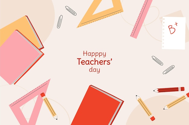 Hand drawn flat teachers' day background