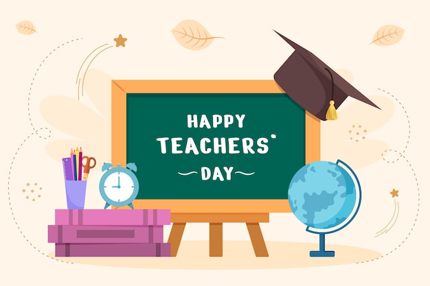 Hand drawn flat teachers' day background