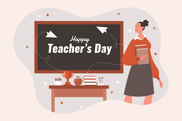 Hand drawn flat teachers' day background