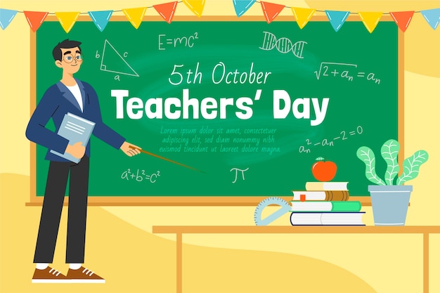 Hand drawn flat teachers' day background