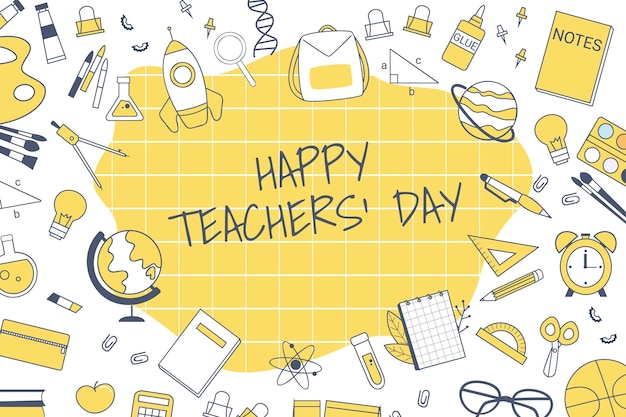 Free vector hand drawn flat teachers' day background