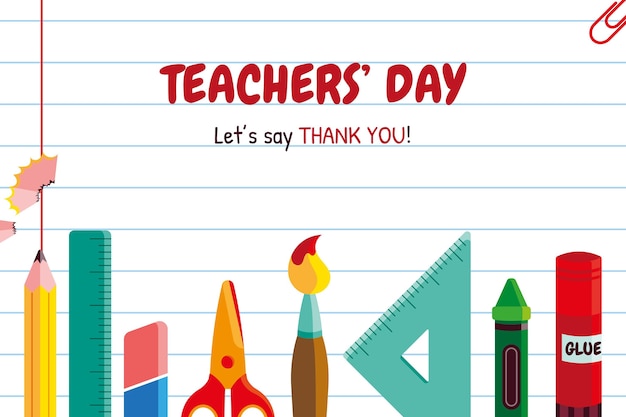 Hand drawn flat teachers' day background