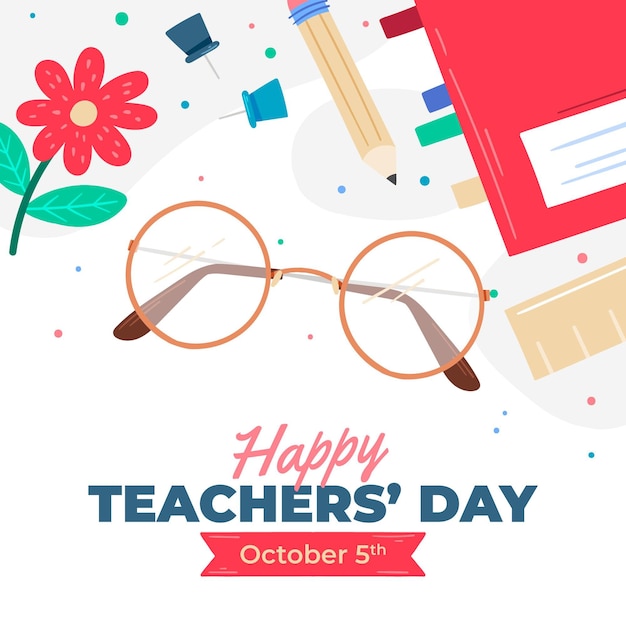 Hand drawn flat teachers' day illustration