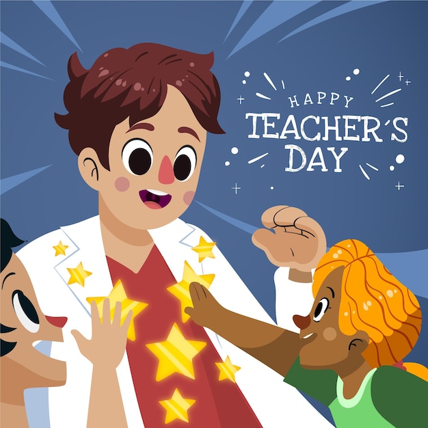 Hand drawn flat teachers' day illustration