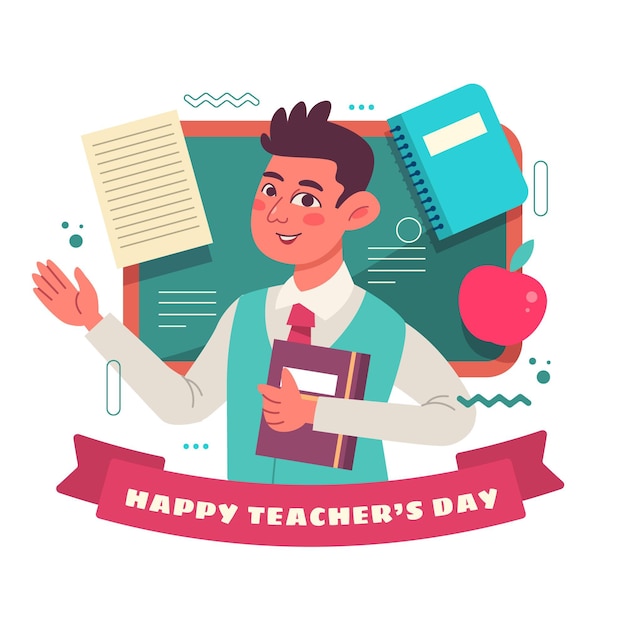 Free vector hand drawn flat teachers' day illustration