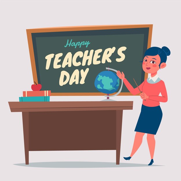 Hand drawn flat teachers' day illustration