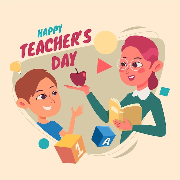 Hand drawn flat teachers' day illustration