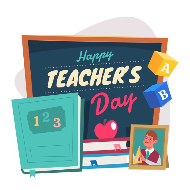 Hand drawn flat teachers' day illustration