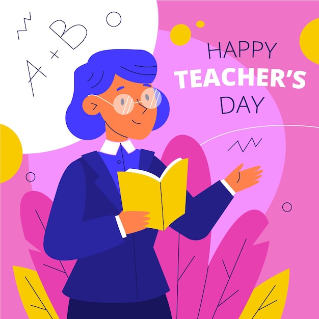 Free vector hand drawn flat teachers' day illustration