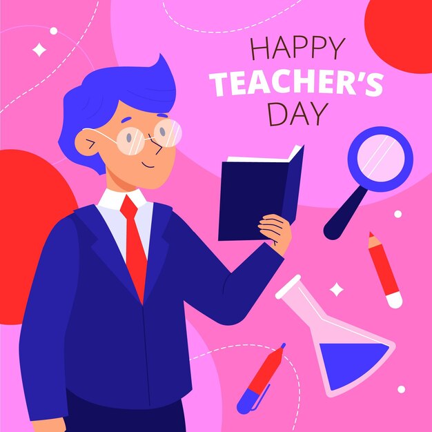 Hand drawn flat teachers' day illustration