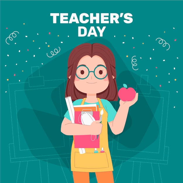 Free vector hand drawn flat teachers' day illustration