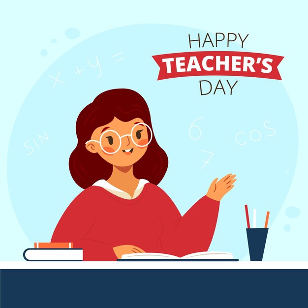 Hand drawn flat teachers' day illustration