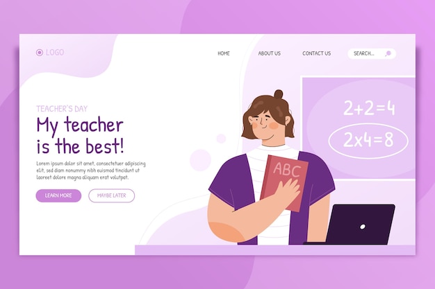 Free vector hand drawn flat teachers' day landing page template