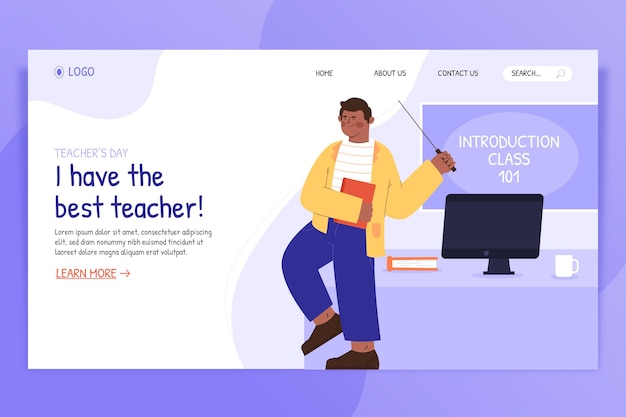 Free vector hand drawn flat teachers' day landing page template