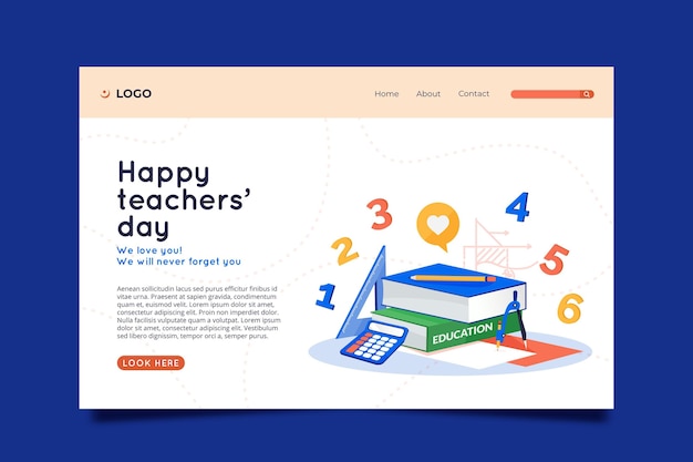 Free vector hand drawn flat teachers' day landing page template