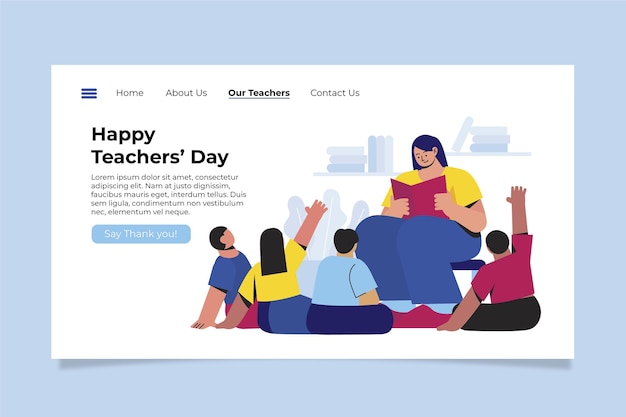 Free vector hand drawn flat teachers' day landing page template