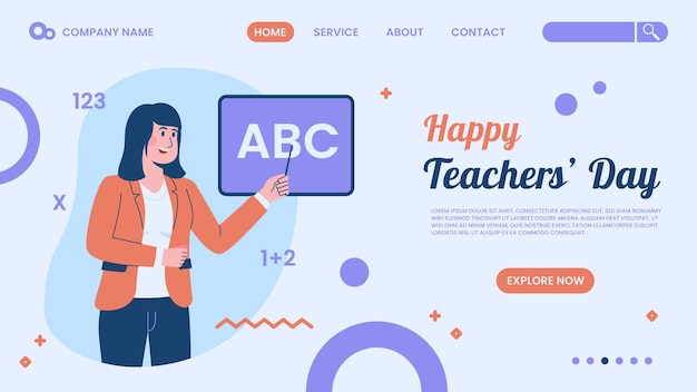 Free vector hand drawn flat teachers' day landing page template