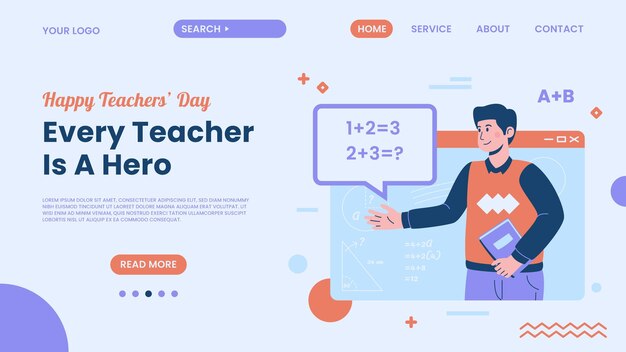 Hand drawn flat teachers' day landing page template