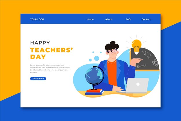 Hand drawn flat teachers' day landing page template