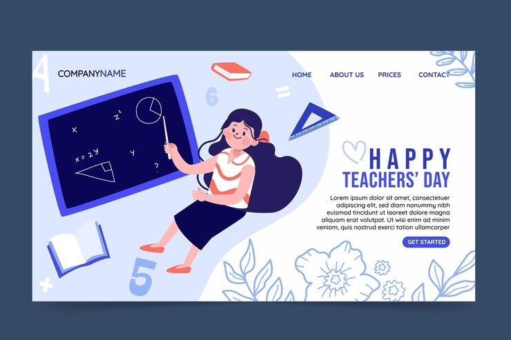 Free Vector hand drawn flat teachers' day landing page template