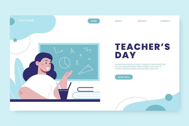 Hand drawn flat teachers' day landing page template