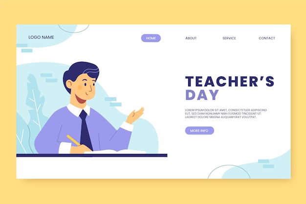 Free vector hand drawn flat teachers' day landing page template