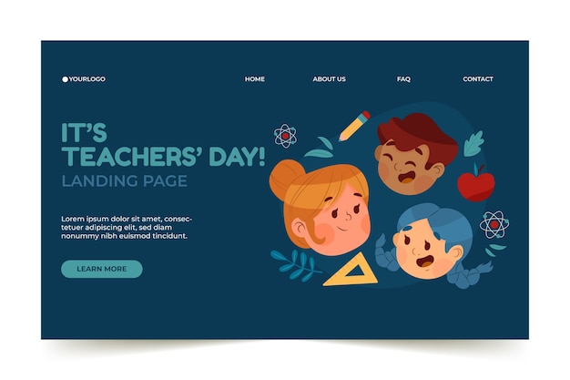 Hand drawn flat teachers' day landing page template