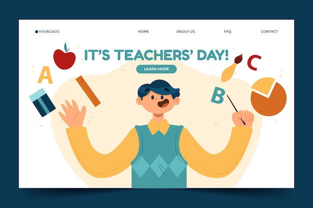 Free vector hand drawn flat teachers' day landing page template