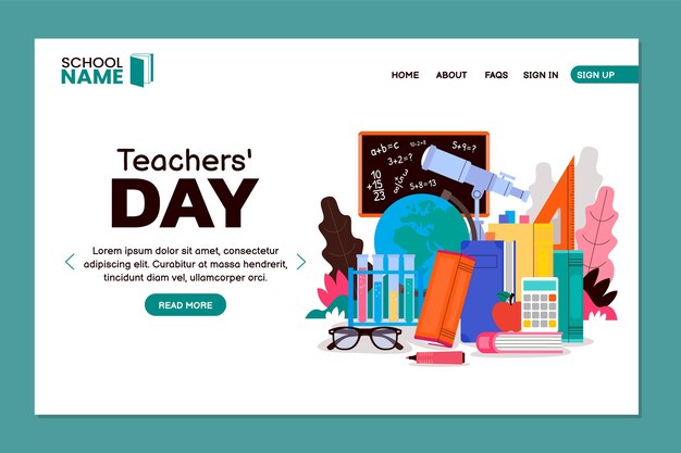 Hand drawn flat teachers' day landing page template