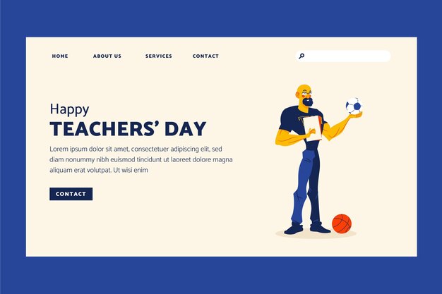 Hand drawn flat teachers' day landing page template