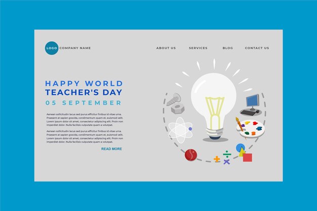 Free vector hand drawn flat teachers' day landing page template