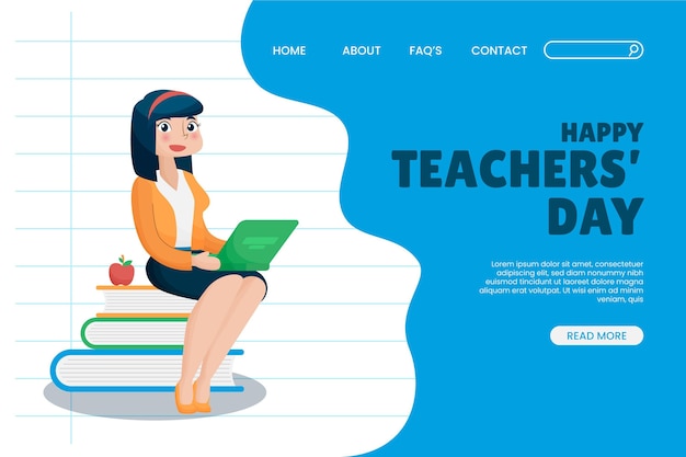 Free vector hand drawn flat teachers' day landing page template