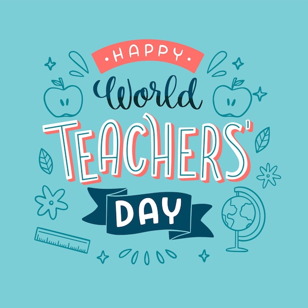 Free vector hand drawn flat teachers' day lettering