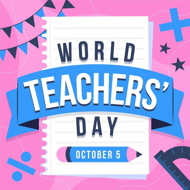 Hand drawn flat teachers' day lettering