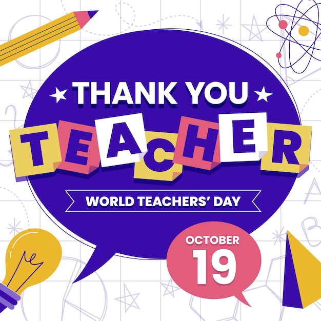 Free vector hand drawn flat teachers' day lettering