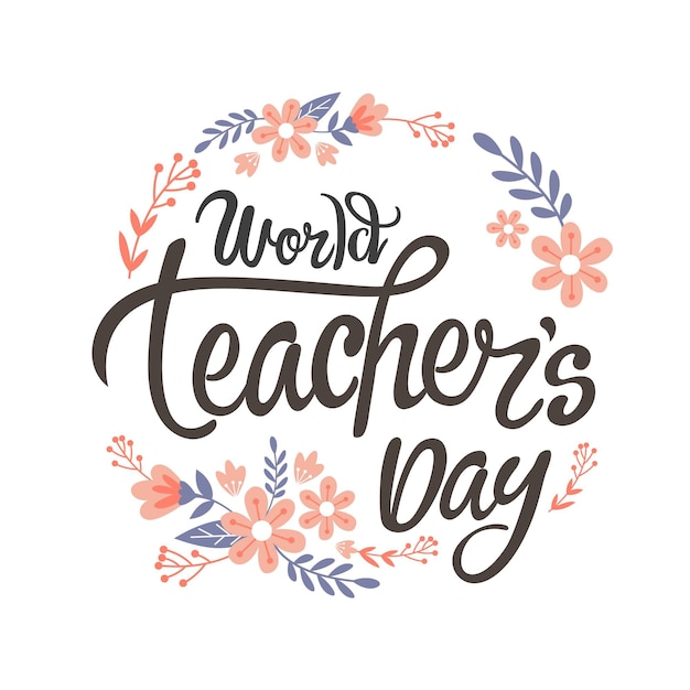 Hand drawn flat teachers' day lettering