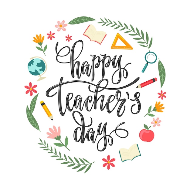 Free vector hand drawn flat teachers' day lettering