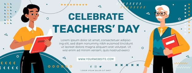 Hand drawn flat teachers' day social media cover template