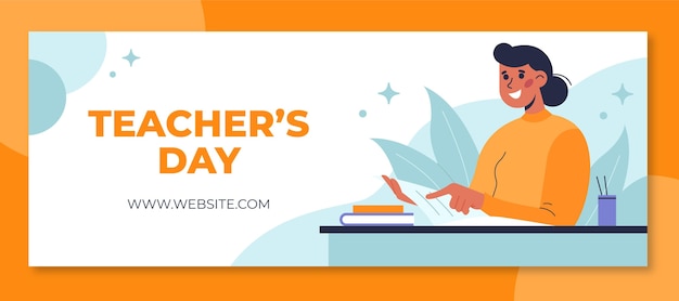 Hand drawn flat teachers' day social media cover template