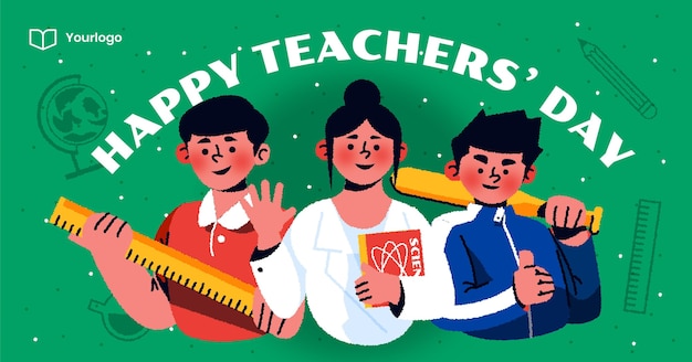 Free vector hand drawn flat teachers' day social media post template