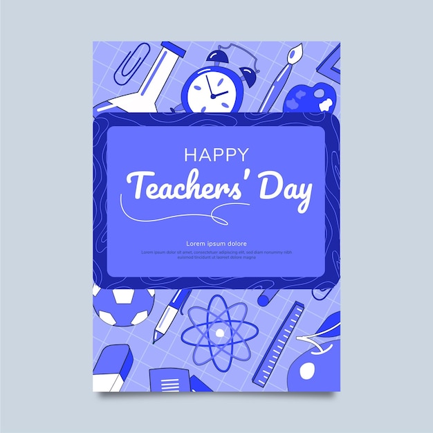 Бесплатное векторное изображение Ручной обращается плоский шаблон вертикального плаката день учителя