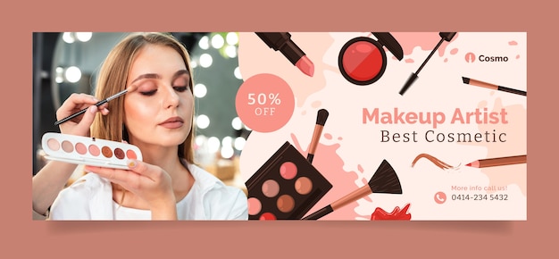 Hand drawn flat texture makeup artist banner