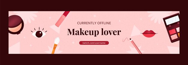 Hand drawn flat texture makeup artist twitch banner