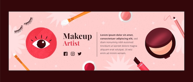 Hand drawn flat texture makeup artist twitter cover