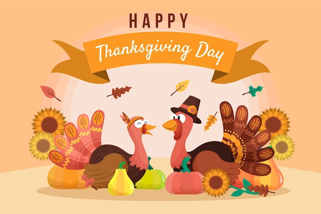 Free vector hand drawn flat thanksgiving background