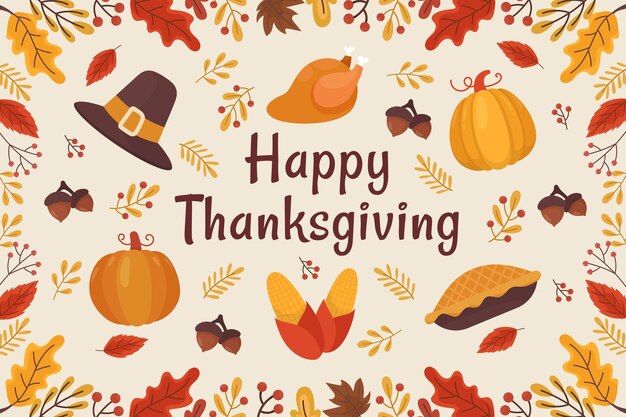 Hand drawn flat thanksgiving background