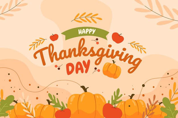 Hand drawn flat thanksgiving background