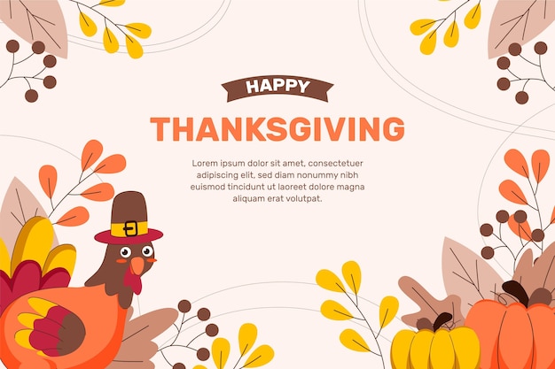 Hand drawn flat thanksgiving background